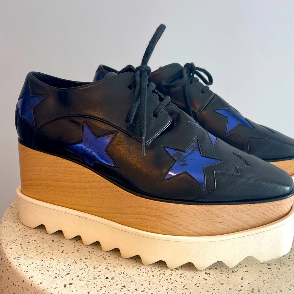 Stella McCartney Black Oxford Platform Shoes …. Sz 35